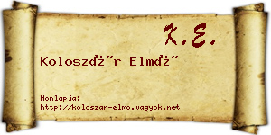 Koloszár Elmó névjegykártya